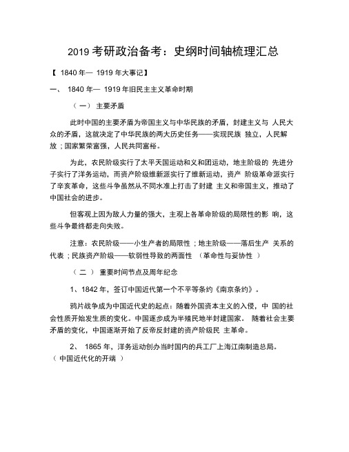 2019考研政治备考：史纲时间轴梳理汇总