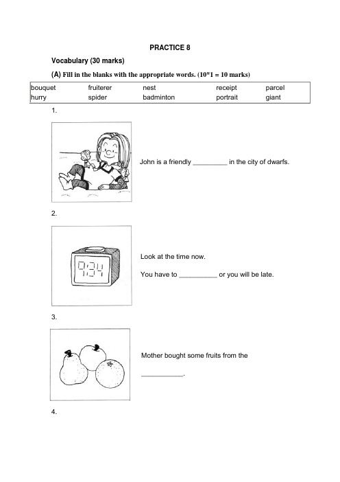 新加坡小学一年级英语试PRACTICE8