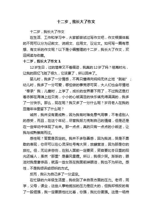 十二岁，我长大了作文