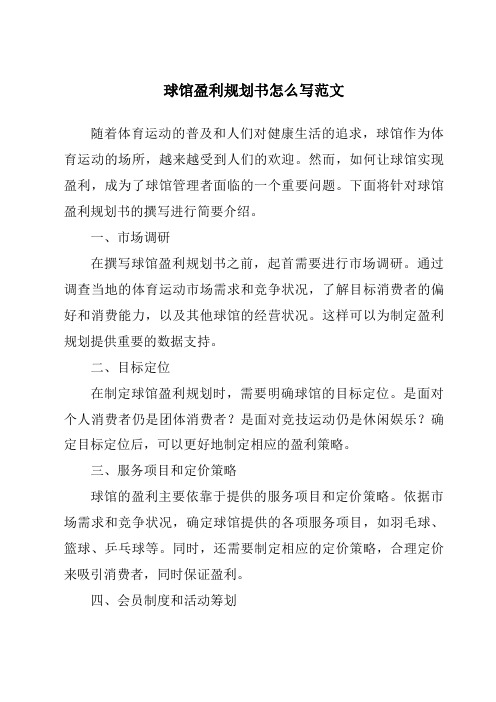 球馆盈利计划书怎么写范文