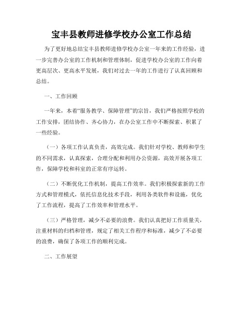 宝丰县教师进修学校办公室工作总结