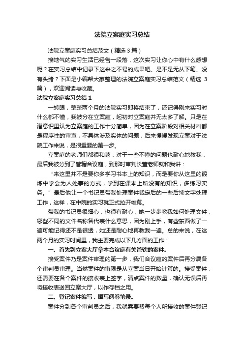 法院立案庭实习总结