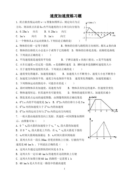 速度加速度练习题