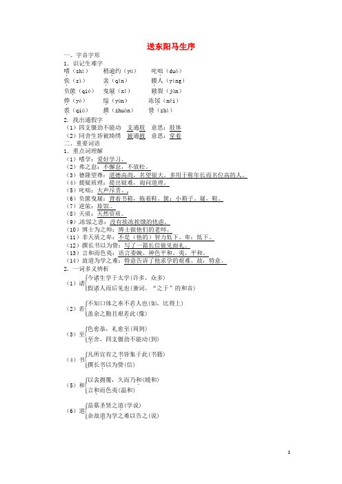 九年级下册11《送东阳马生序》优秀试题练习题