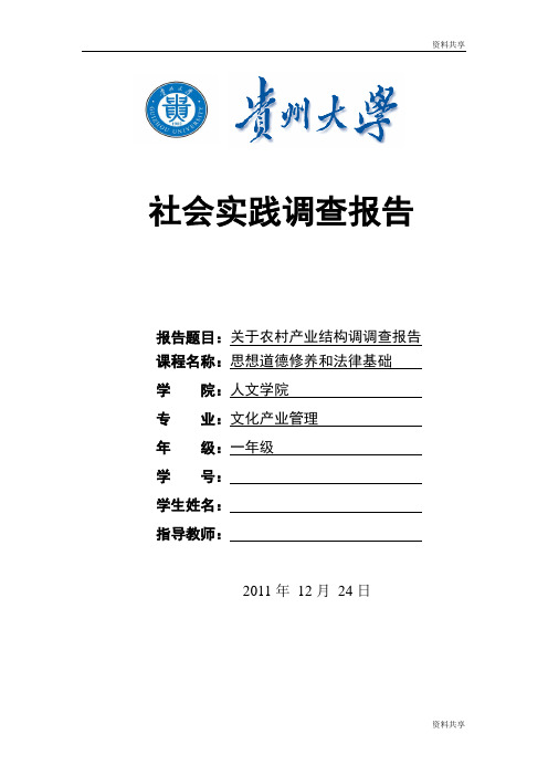 农村产业结构调整调查报告——以贵阳市花溪区把伙村为例精品文档