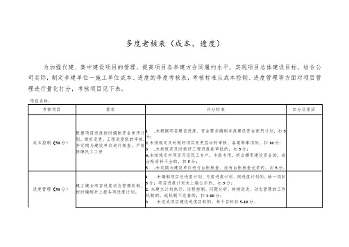 季度考核表-施工进度、成本