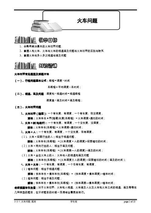 小学奥数  典型行程问题   火车问题.学生版