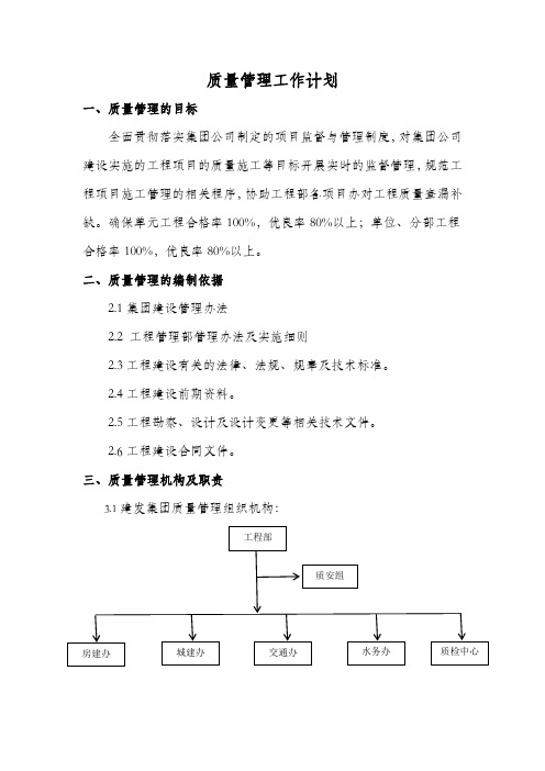 建筑施工质量管理工作计划