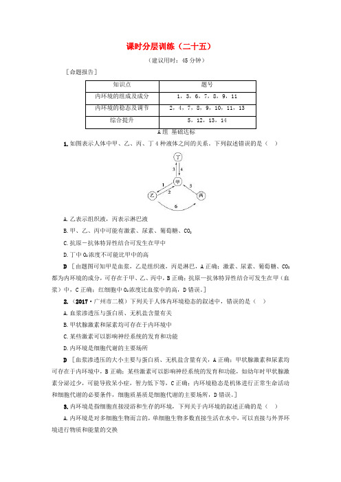 2018届高三生物一轮复习 第8单元 第1讲 人体的内环境与稳态分层训练 新人教版必修3