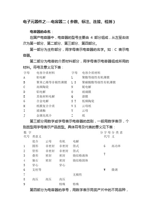 电子元器件之---电容器二（参数、标注、连接、检测）