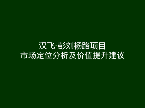 武汉汉飞彭刘杨项目市场定位分析及价值提升建议方案102页