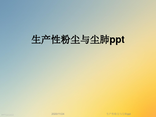 生产性粉尘与尘肺ppt