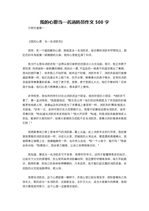 我的心愿当一名消防员作文500字