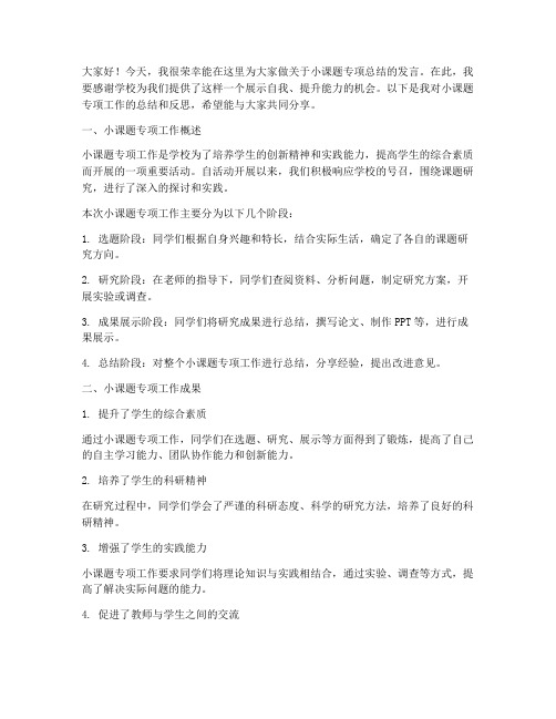 小课题专项总结发言稿范文