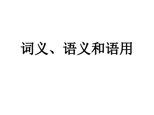 语言学概论词义、语义和语用课件