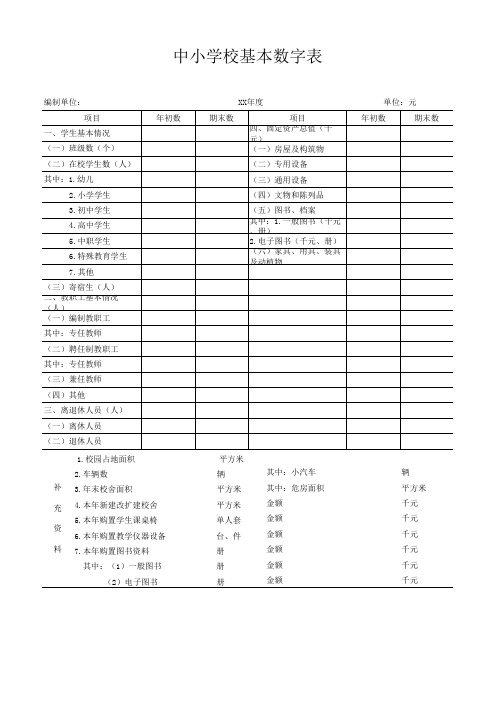 中小学专用会计报表