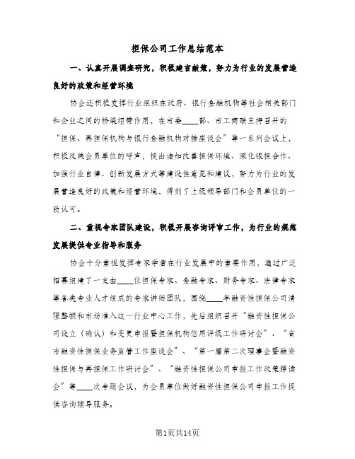 2024年担保公司工作总结范本(四篇)