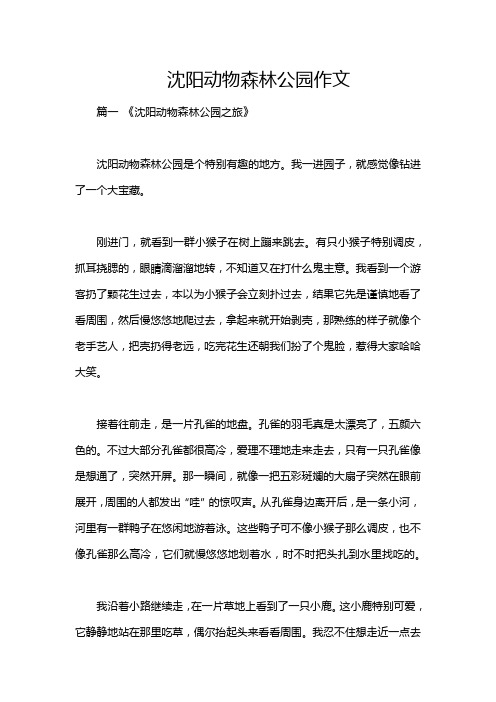 沈阳动物森林公园作文