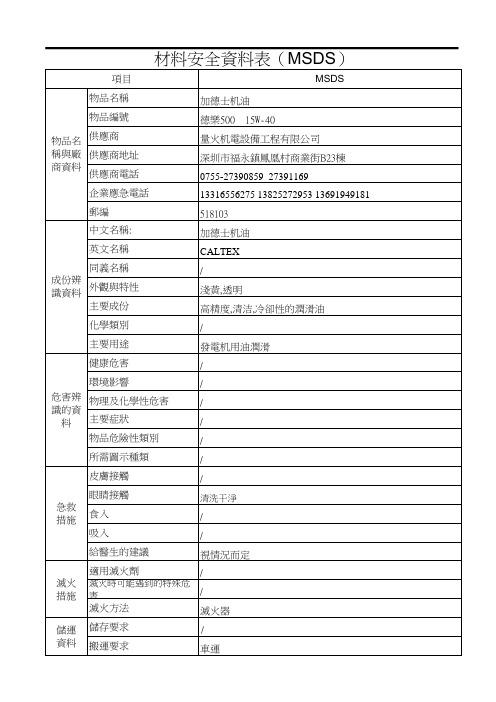 MSDS-036机油