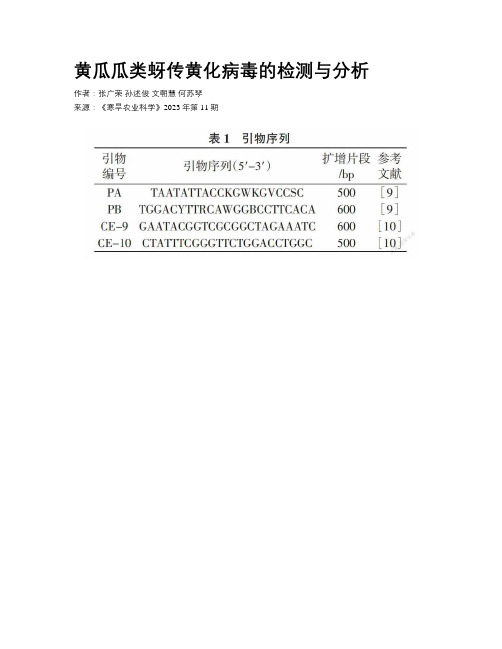 黄瓜瓜类蚜传黄化病毒的检测与分析 