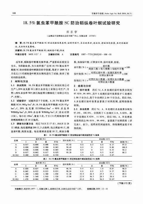 18.5%氯虫苯甲酰胺SC防治稻纵卷叶螟试验研究