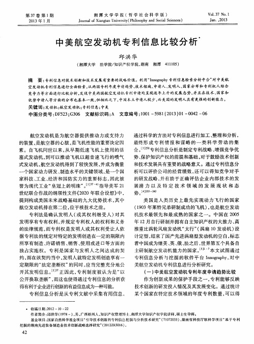 中美航空发动机专利信息比较分析