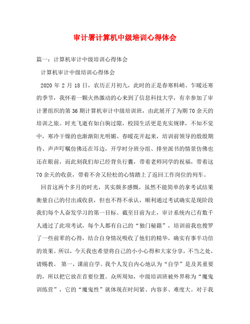 审计署计算机中级培训心得体会