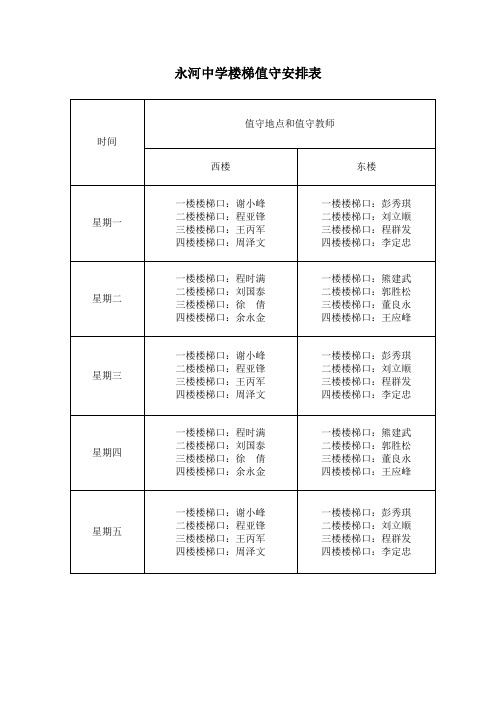 永河中学楼梯值守安排表