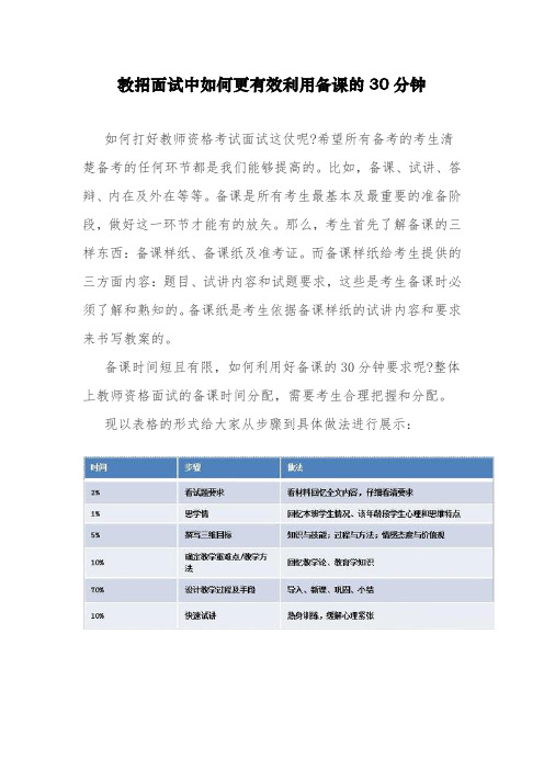 教招面试经验介绍有效利用备课的30分钟