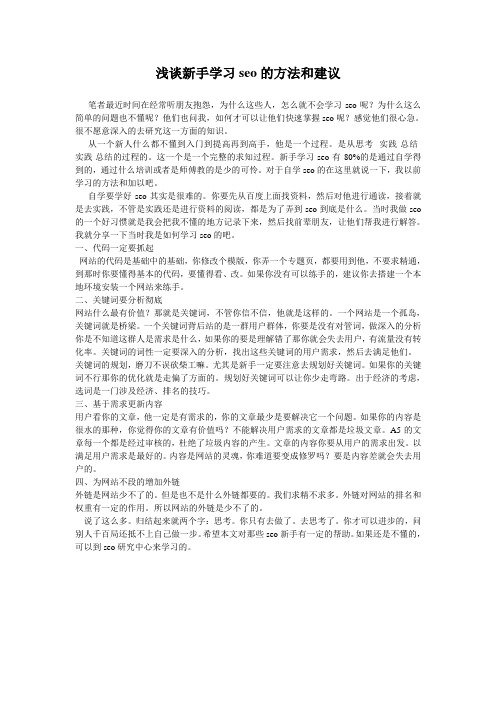 浅谈新手学习seo的方法和建议