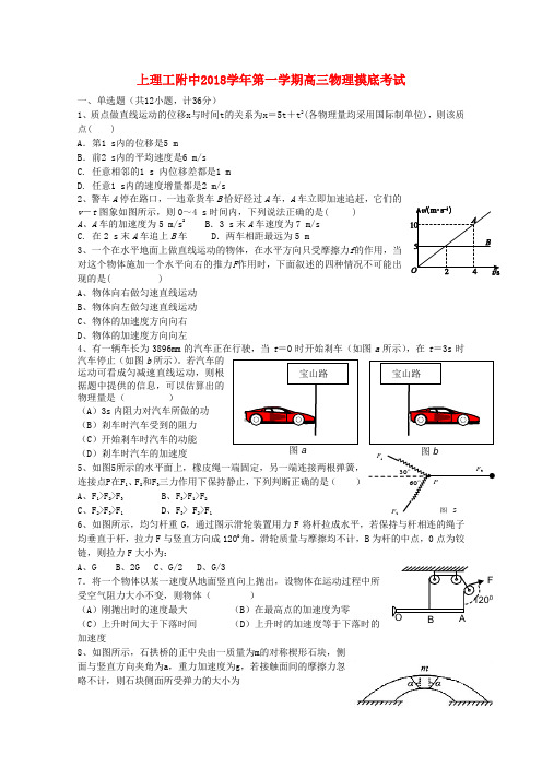 最新-上海市上海理工大学附属中学2018届高三物理上学