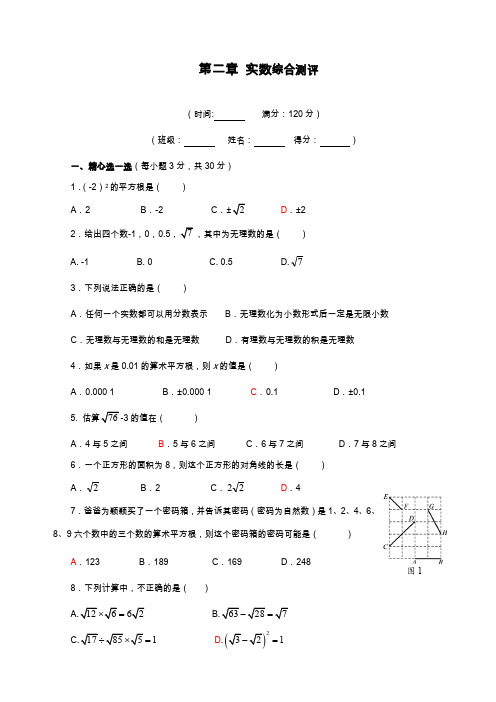 2019—2020年最新北师大版八年级数学上册《实数》综合测评测题及答案解析(试卷).docx