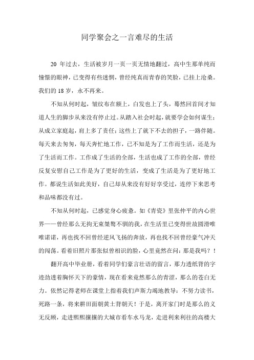 同学聚会之一言难尽的生活