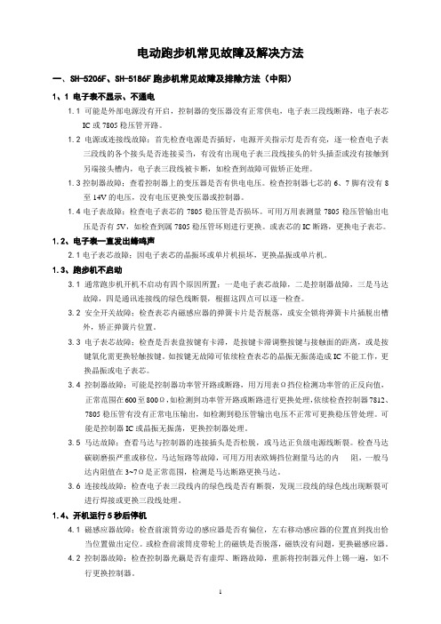 舒华跑步机常见故障及解决方法概诉