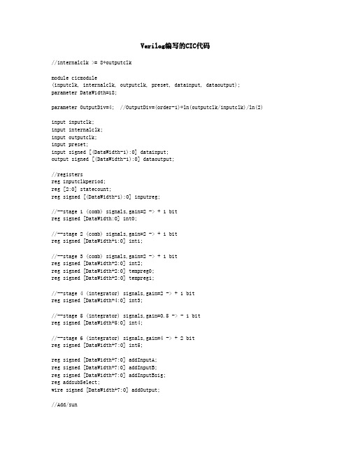 Verilog编写的CIC代码