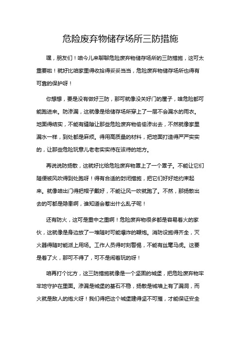 危险废弃物储存场所三防措施