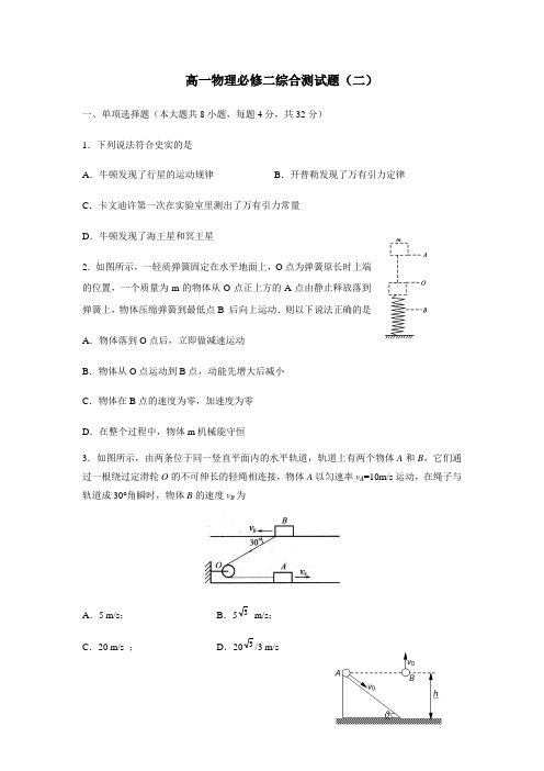 中学人教版高一物理必修二总测试(附答案)