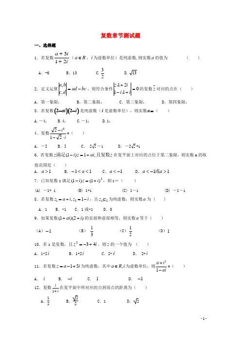 江苏省江阴市山观高级中学高考数学一轮复习复数章节测试题