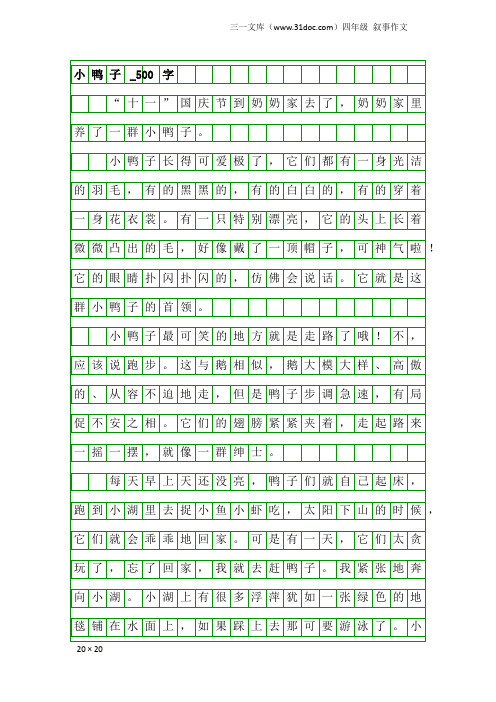 四年级叙事作文：小鸭子_500字