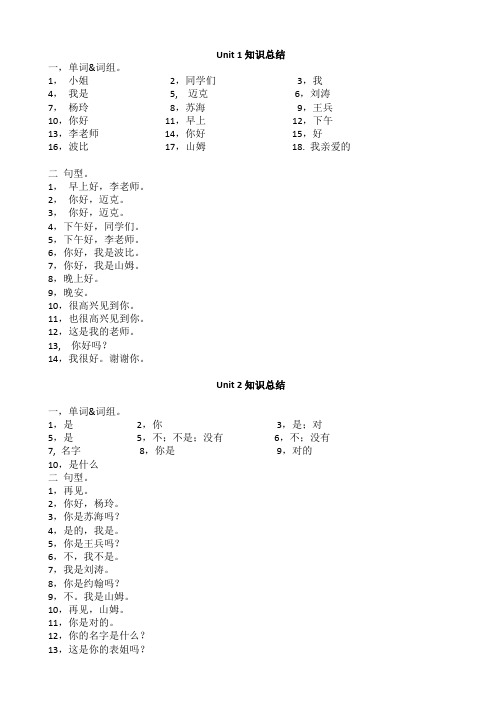 译林版英语三年级上册英语单词词组句型默写空白版--默写版