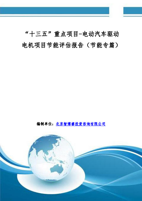 “十三五”重点项目-电动汽车驱动电机项目节能评估报告(节能专篇)