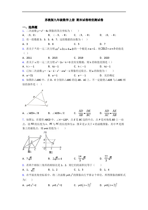 苏教版九年级数学上册 期末试卷培优测试卷