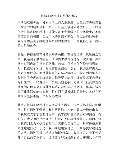 拼搏进取精神心得体会作文