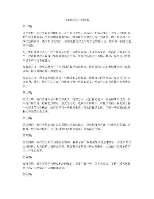 六年级学习计划暑假