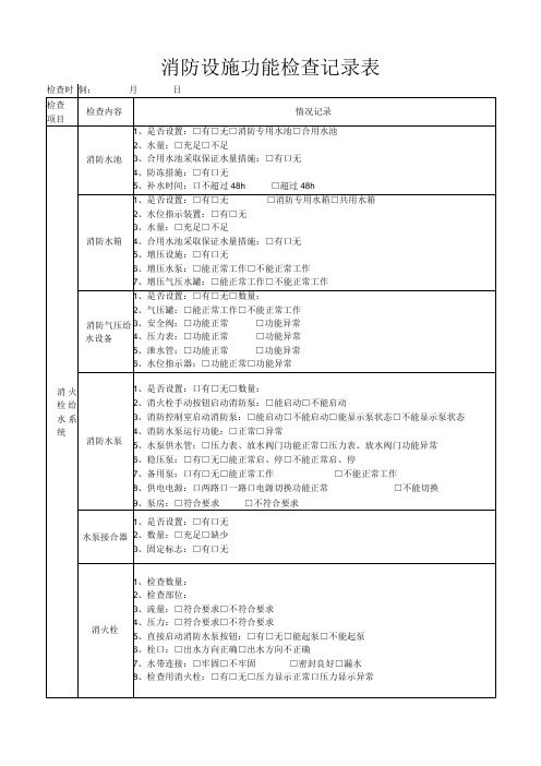 消防设备设施检查表