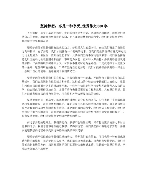 坚持梦想,亦是一种享受_优秀作文800字