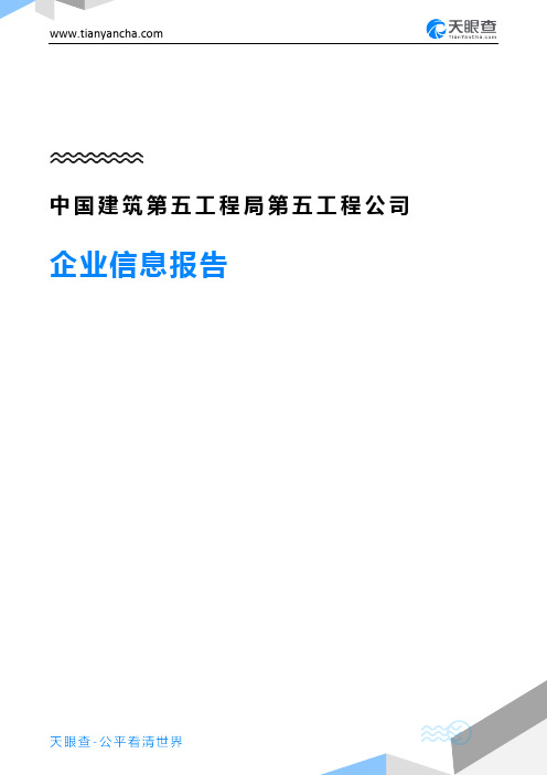 中国建筑第五工程局第五工程公司企业信息报告-天眼查