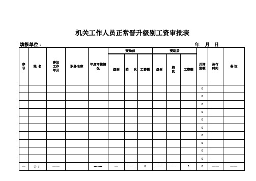 公务员正常晋升级别工资审批表