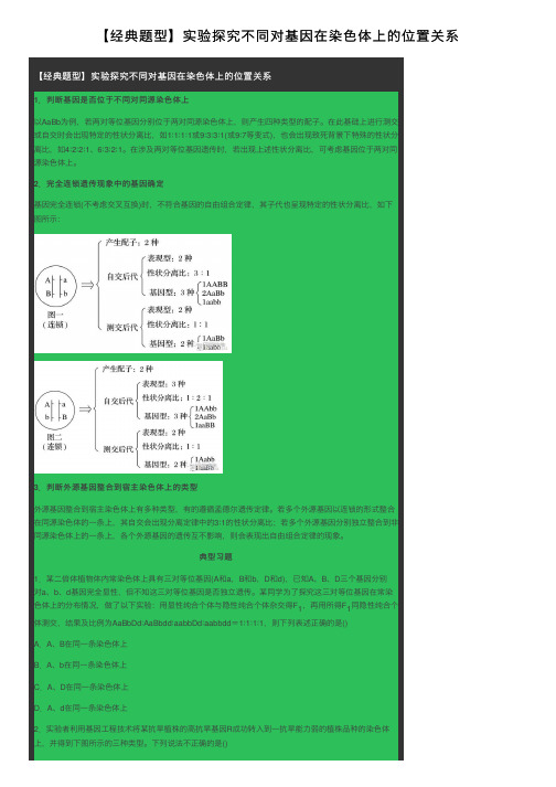 【经典题型】实验探究不同对基因在染色体上的位置关系