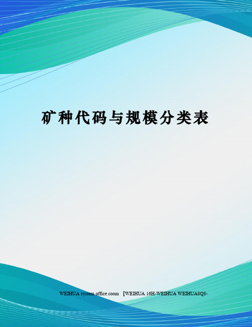 矿种代码与规模分类表修订稿